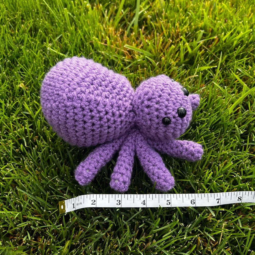 Hand Crocheted Lucas the Purple Little Spider Stuffed Animal Halloween Decor! - Picture 5 of 10